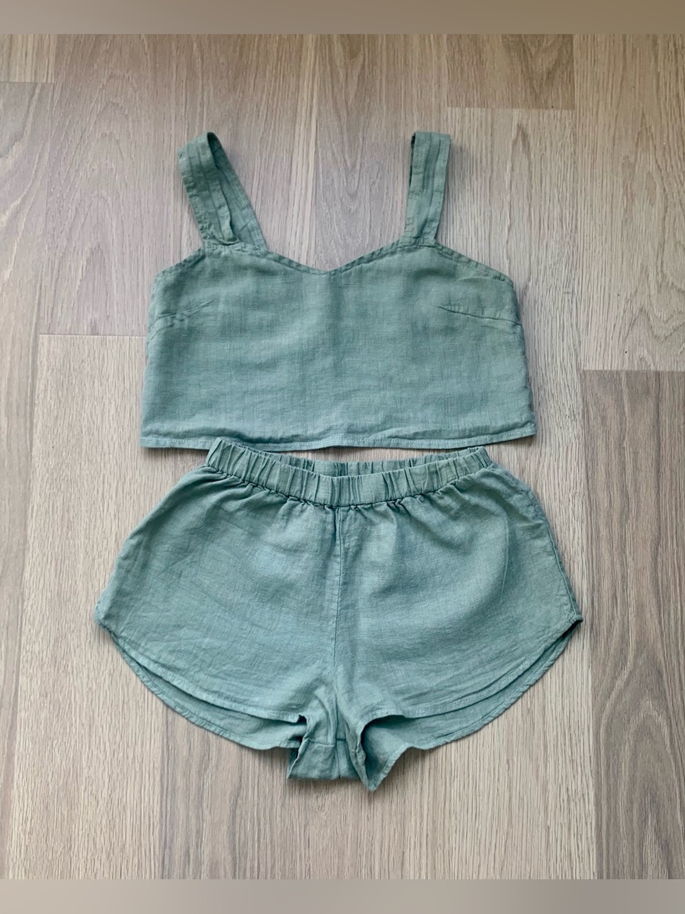 Organic Linen Set- Mate the Label, crop top & shorts - Picture 1 of 7